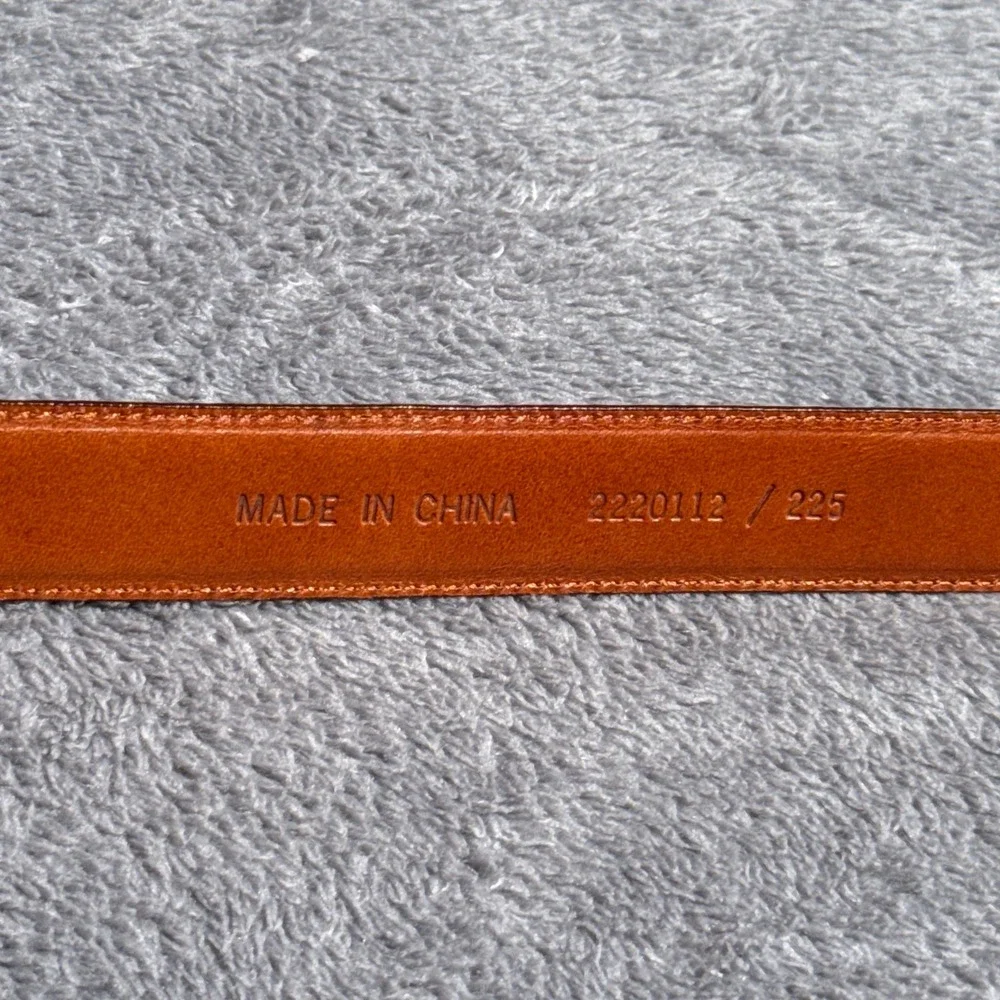 Ralph Lauren Mens Brown Crocodile Embossed Leather Belt Gold Buckle Dress Belt M - Picture 13 of 14